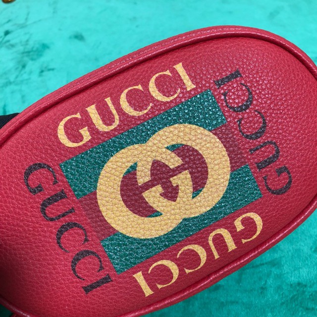 Gucci腰包 476434 古馳GG Marmont系列 GUCCI紅色全皮腰包  gqy2149